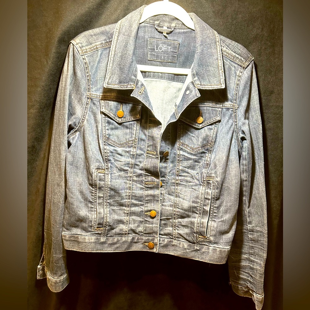 LOFT  by Ann Taylor Moto style Jean Jacket Size L